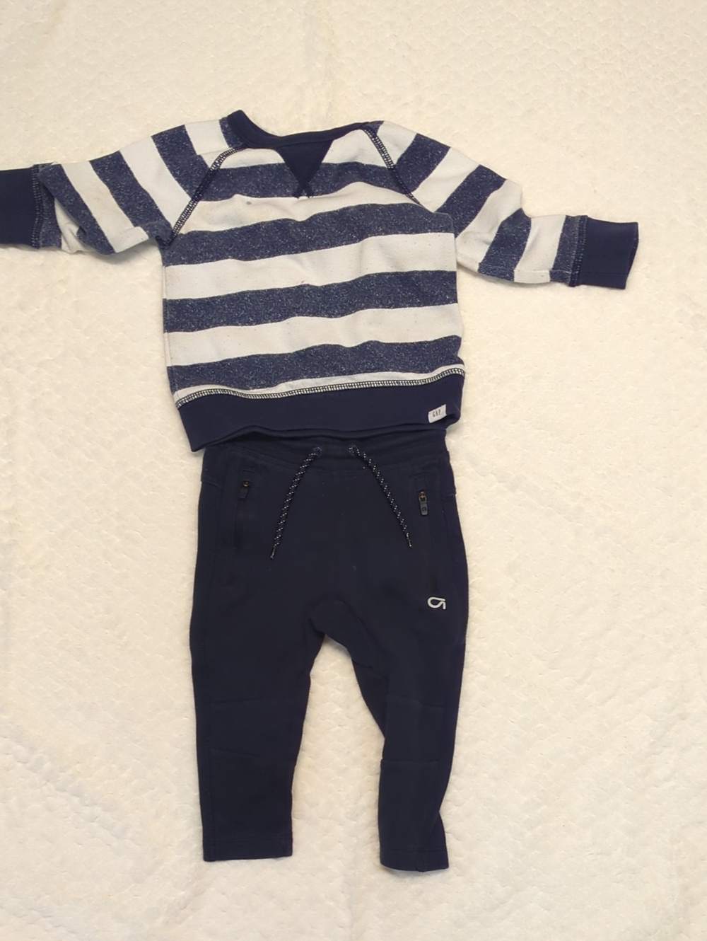 GAP Navy & White Striped Pullover with Navy Joggers